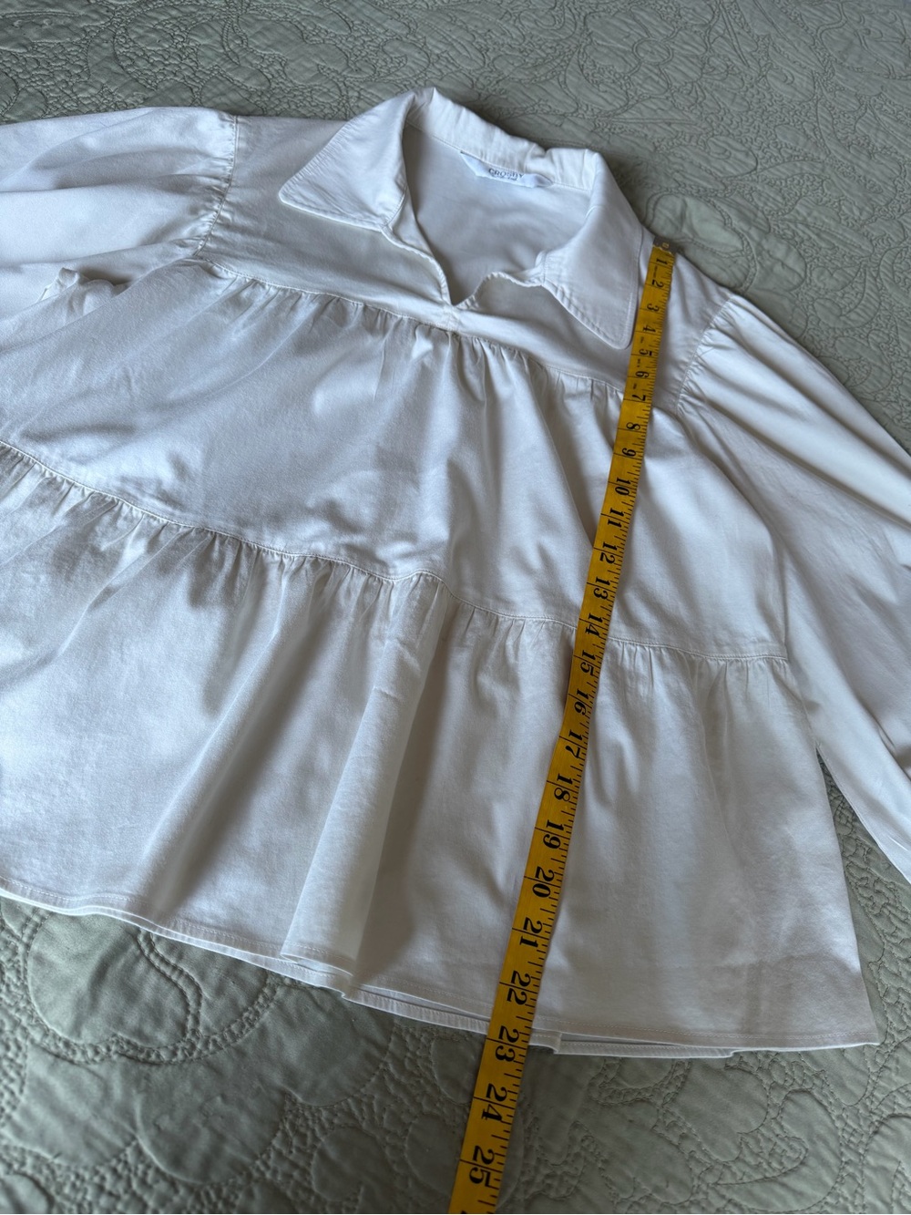 *SOLD* CROSBY by Mollie Burch Ivory Babydoll Poet Peasant Blouse Puff Sleeve M - Picture 11 of 11